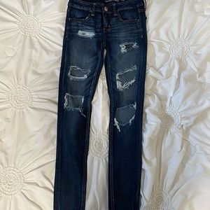 american eagle dark blue jeans